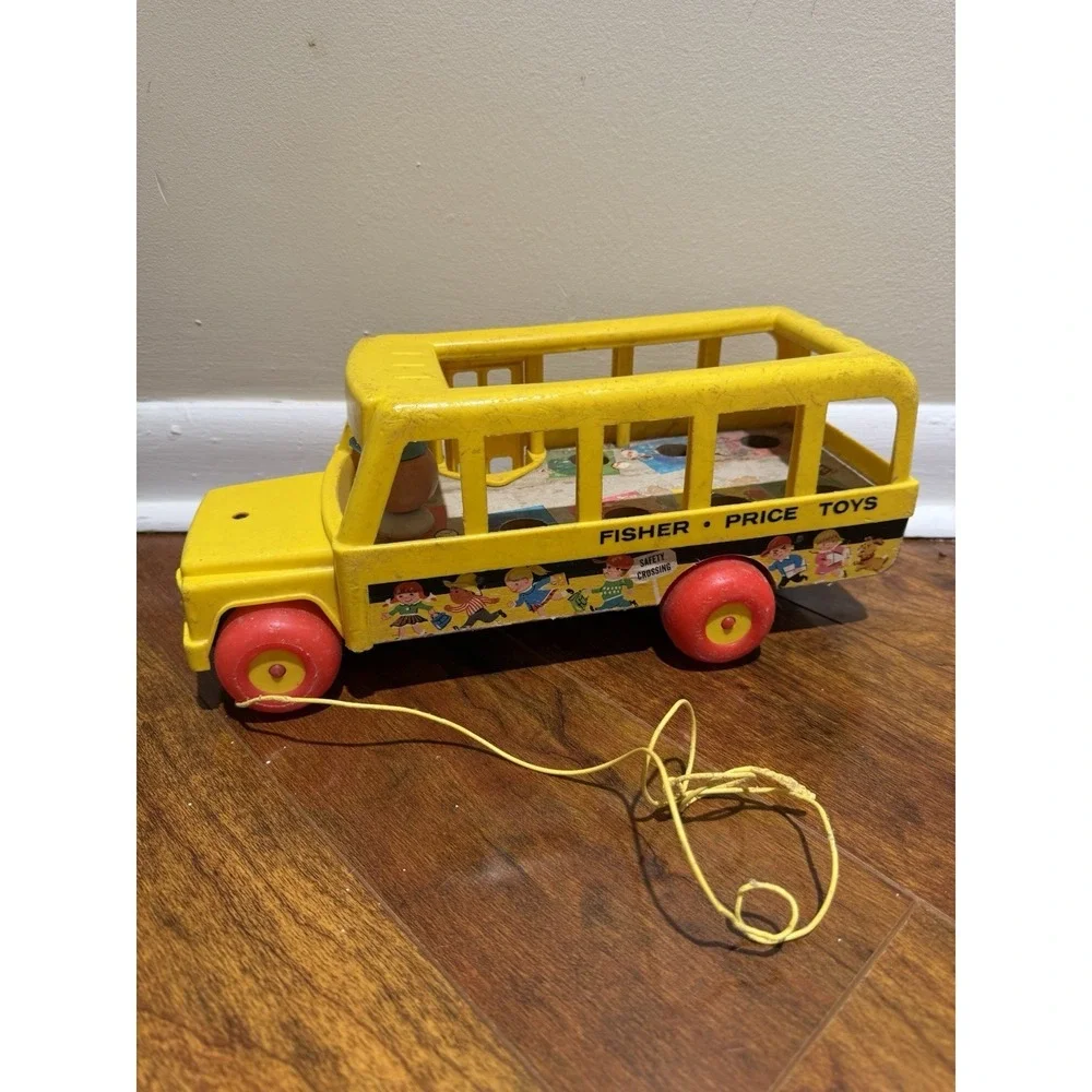 Vintage 1965 Fisher Price Little People School Bus 192 Original Authentic
